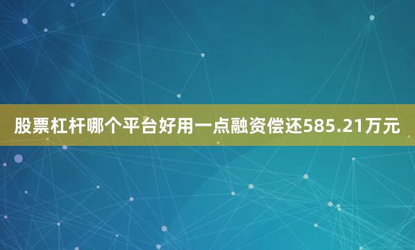 股票杠杆哪个平台好用一点融资偿还585.21万元